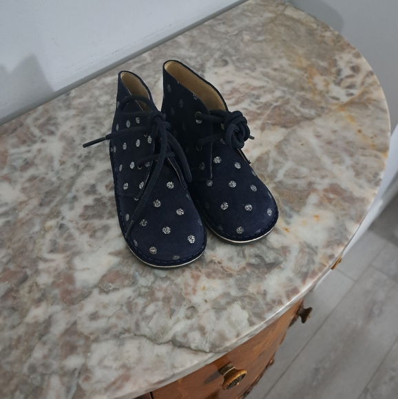 Nens Kids Girls Blue and Silver Polka Dot Dress Boot Size 27 (US 10) New Unboxed - Picture 1 of 1